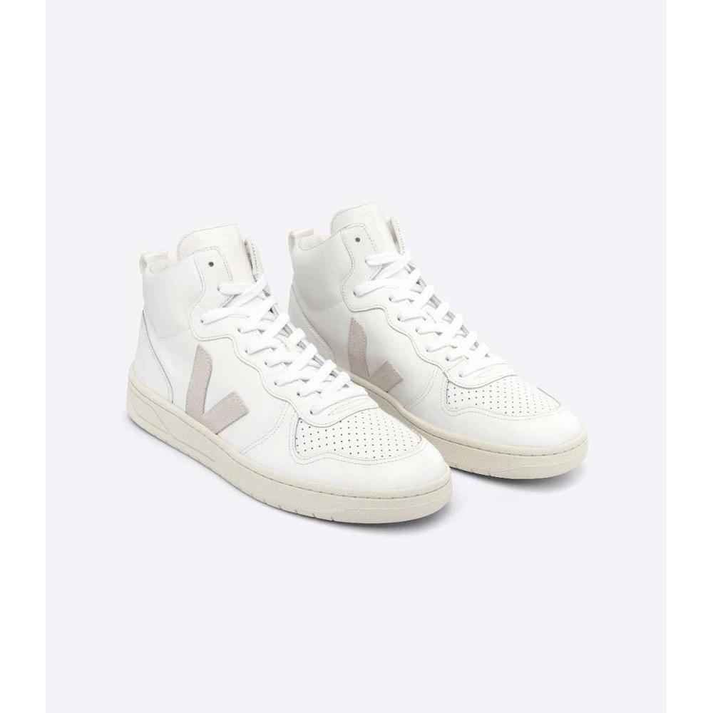 ψηλα γυναικεια Veja V-15 LEATHER White/Beige | GR 368OKI